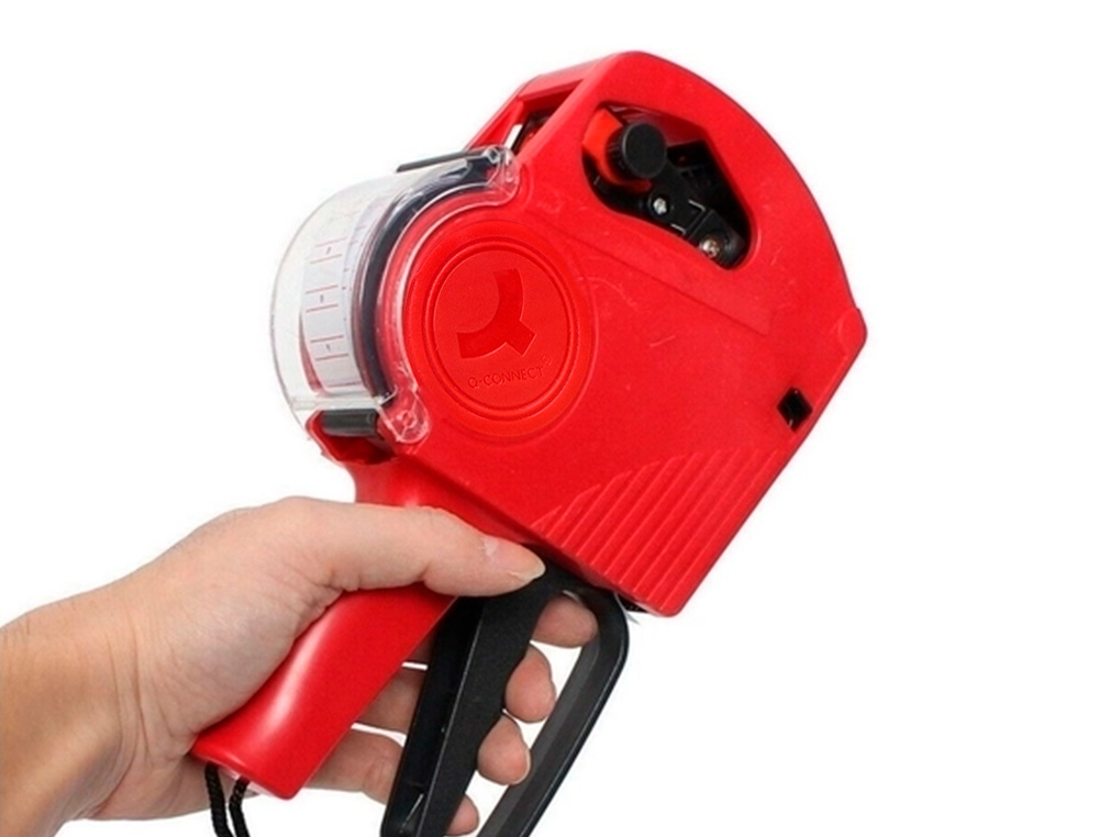 PINCE À ÉTIQUETER Q-CONNECT 1 LIGNE 8 CARACTÈRES 225X135X40MM 300G COLORIS ROUGE ROULEAU ENCREUR NON INCLUS
