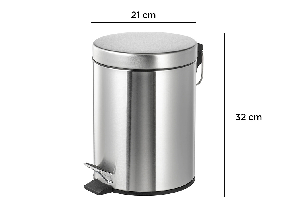POUBELLE Q-CONNECT MÉTALLIQUE EFFET MIROIR PÉDALE 6L 320X210MM