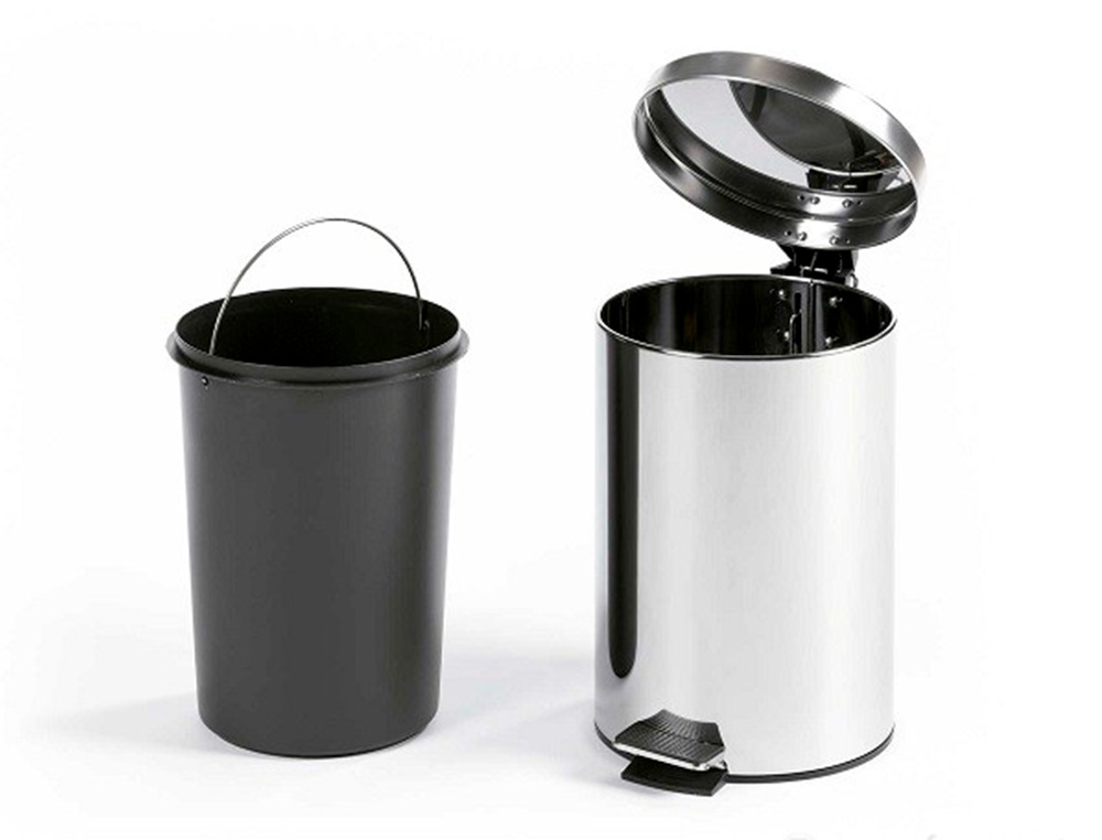 POUBELLE Q-CONNECT MÉTALLIQUE EFFET MIROIR PÉDALE 6L 320X210MM