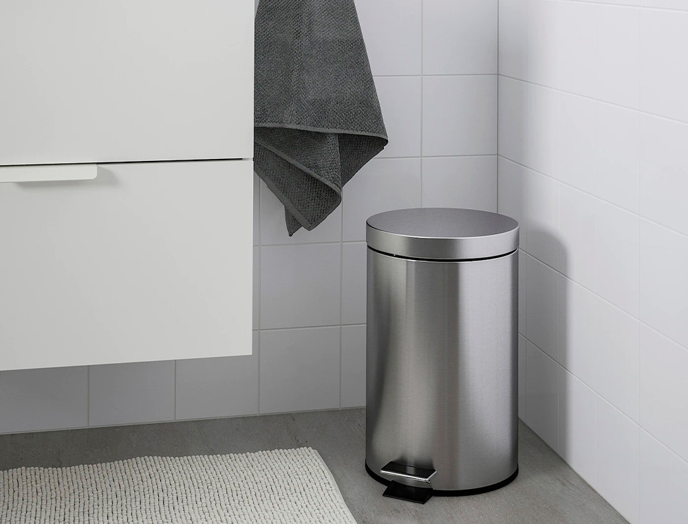 POUBELLE Q-CONNECT MÉTALLIQUE EFFET MIROIR PÉDALE 6L 320X210MM