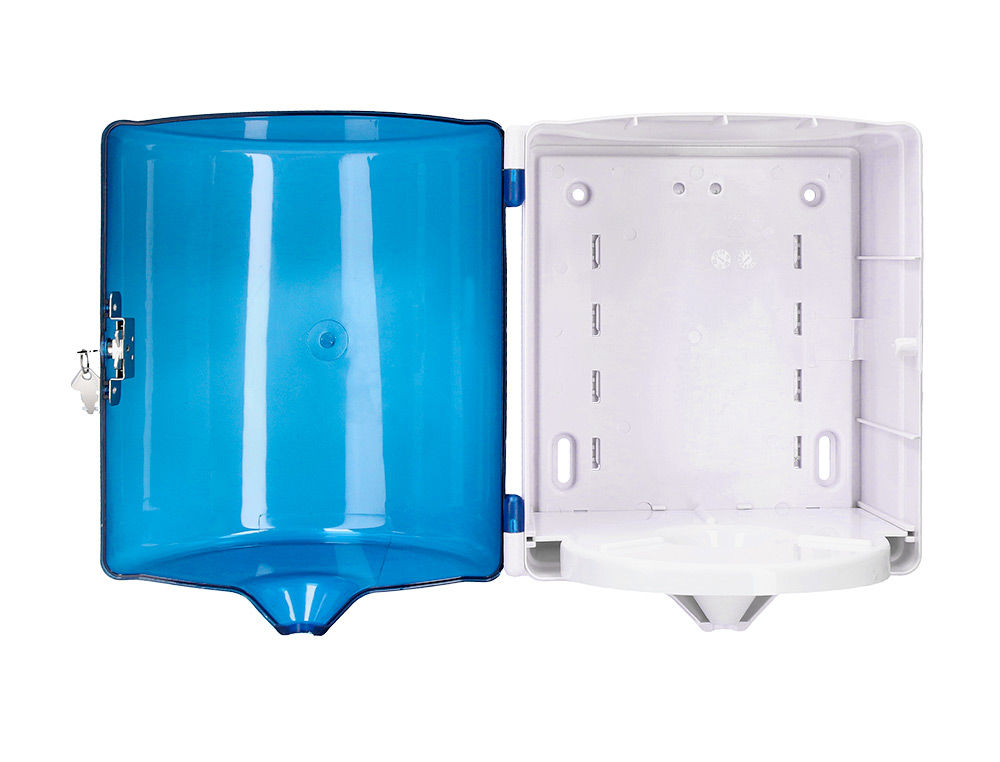 DISTRIBUTEUR ESSUIE-MAINS Q-CONNECT FERMETURE SERRURE 2 CLEFS COLORIS BLEU 225X275X220MM
