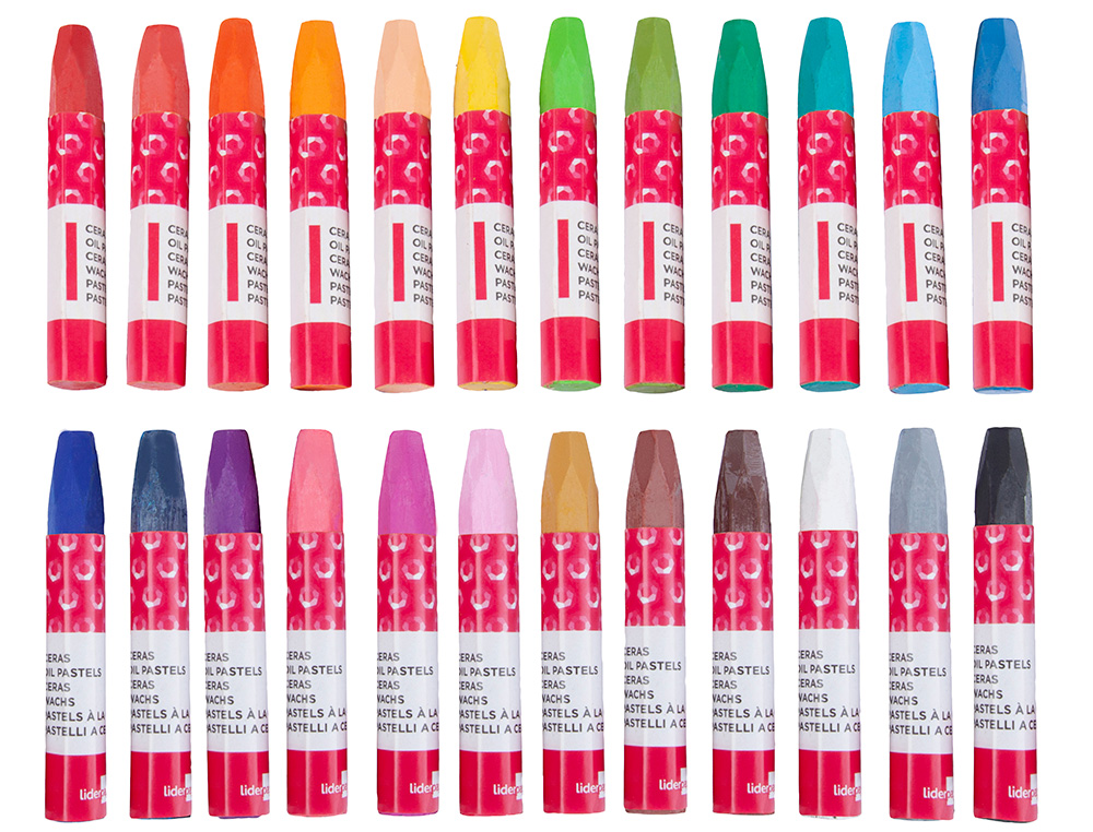 CRAYON CIRE LIDERPAPEL 75MM DIAMÈTRE 12MM TAILLE-CRAYONS ET PORTE-CRAYONS OFFERTS COLORIS BRILLANTS BOÎTE 24 UNITÉS