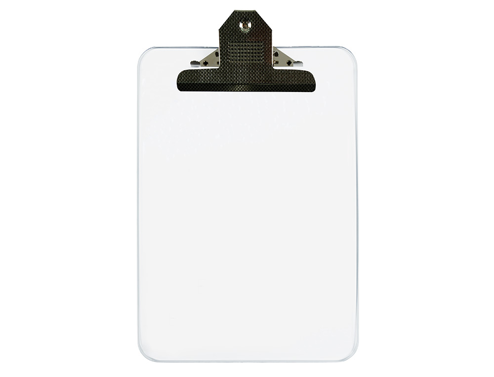 PORTE-BLOC Q-CONNECT POLYPROPYLÈNE ÉPAISSEUR 4MM A4 210X29 7MM PINCE MÉTALLIQUE COLORIS TRANSPARENT