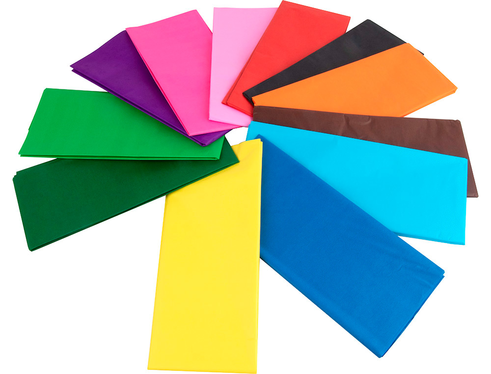 PAPIER SOIE LIDERPAPEL 52X76CM PRSENTOIR 60 SACHETS 5F 12 COLORIS ASSORTIS