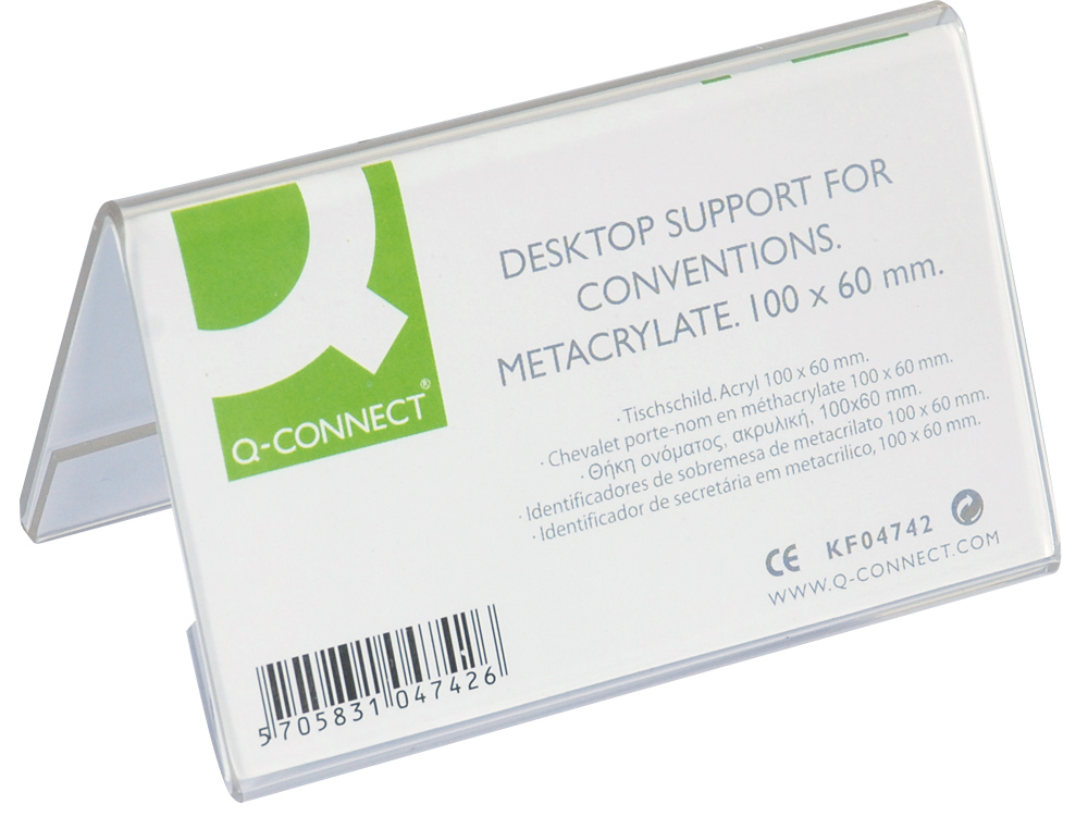 CHEVALET Q-CONNECT PORTE-NOMS MÉTHACRYLATE IDÉAL SYSTÈME IDENTIFICATION 100X60MM