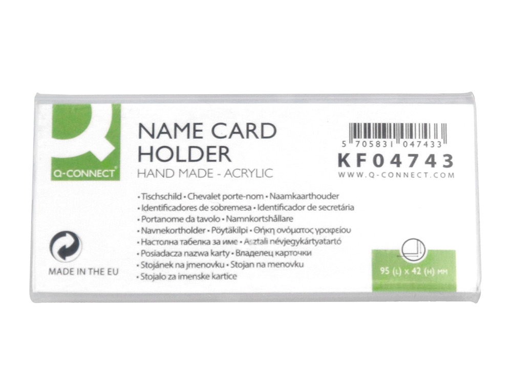 CHEVALET Q-CONNECT PORTE-NOMS MÉTHACRYLATE IDÉAL SYSTÈME IDENTIFICATION 95X42MM