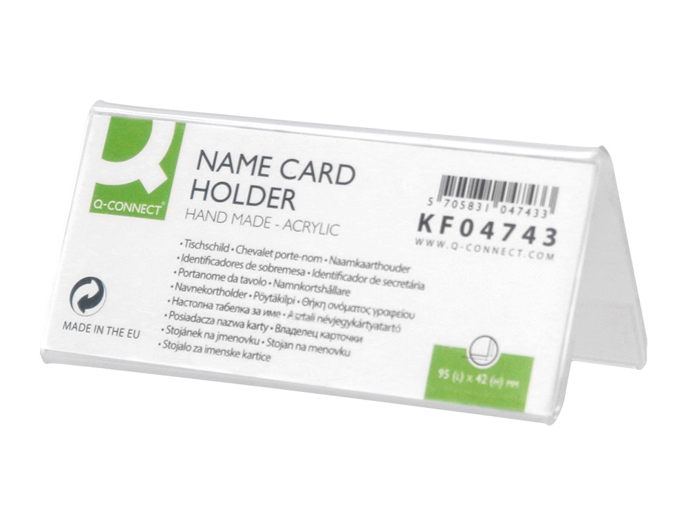 CHEVALET Q-CONNECT PORTE-NOMS MÉTHACRYLATE IDÉAL SYSTÈME IDENTIFICATION 95X42MM