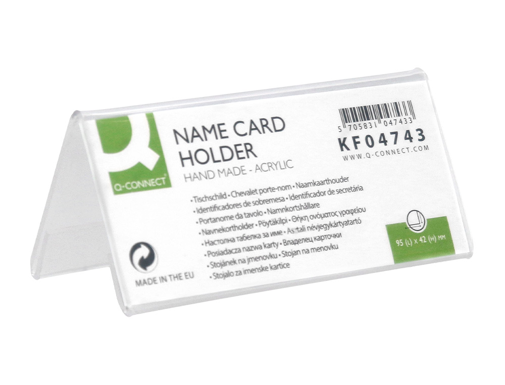 CHEVALET Q-CONNECT PORTE-NOMS MÉTHACRYLATE IDÉAL SYSTÈME IDENTIFICATION 95X42MM