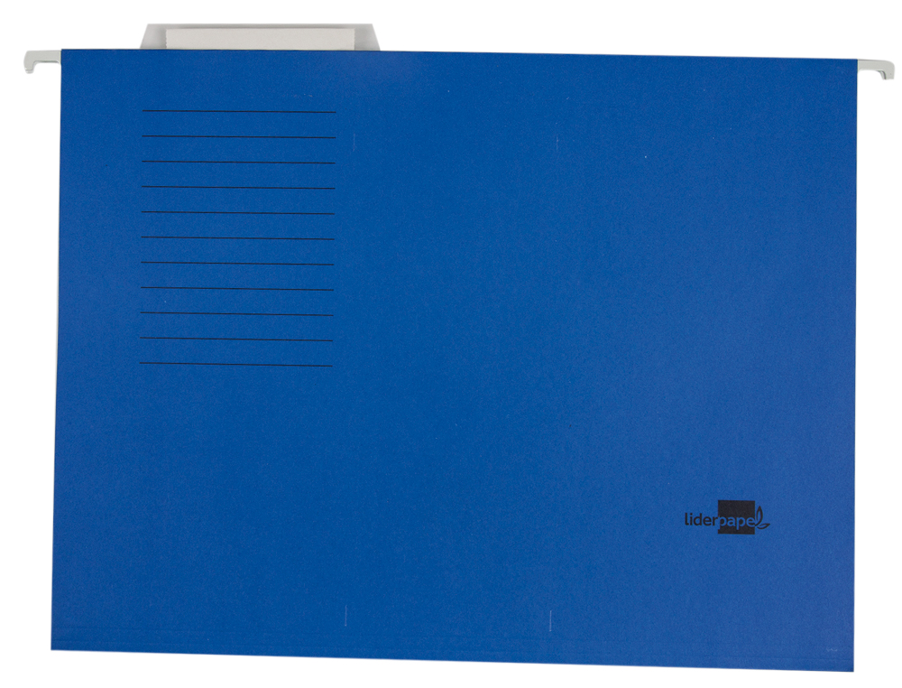 DOSSIER SUSPENDU LIDERPAPEL PAPIER CARTONNÉ KRAFT 250G A4 TIROIR VISEUR SUPÉRIEUR FOND V BAGUETTE MÉTALLIQUE BLEU