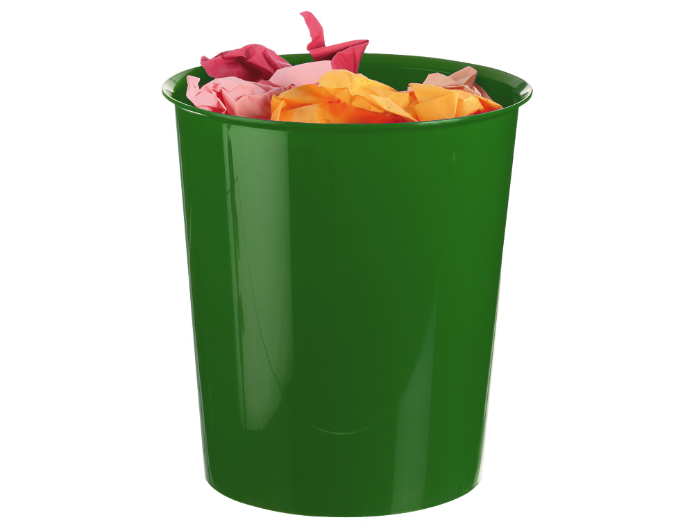 CORBEILLE À PAPIER Q-CONNECT PLASTIQUE RÉSISTANT 16L 310X290MM COLORIS VERT OPAQUE