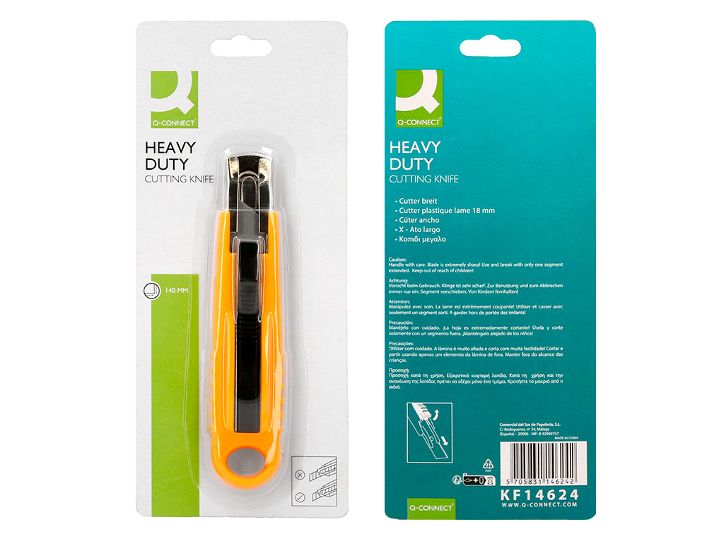 CUTTER XD123 Q-CONNECT RETRACTABLE LAME ACIER 18 MM BLISTER