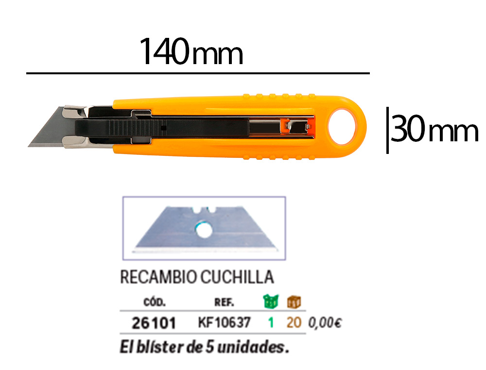 CUTTER XD123 Q-CONNECT RETRACTABLE LAME ACIER 18 MM BLISTER