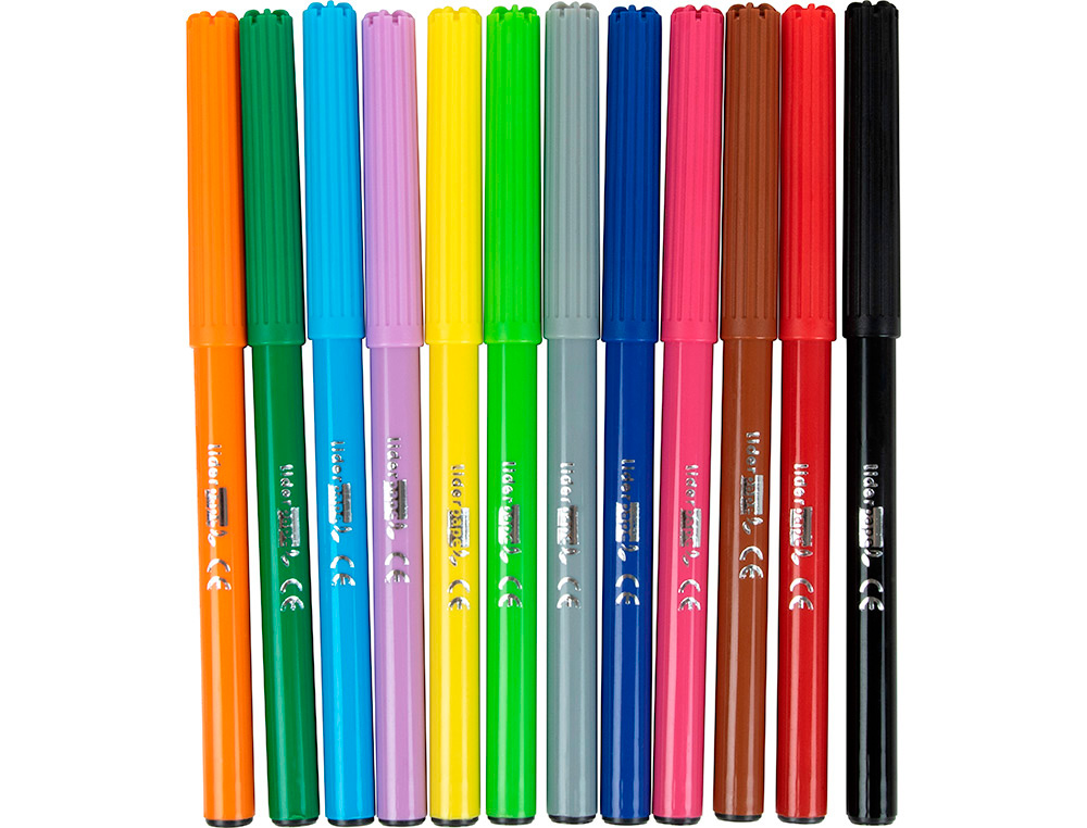 FEUTRE COLORIAGE LIDERPAPEL SLIM LONGUEUR ÉCRITURE 800M POINTE NYLON 2MM DIAMÈTRE ÉTUI CARTON 12 UNITÉS