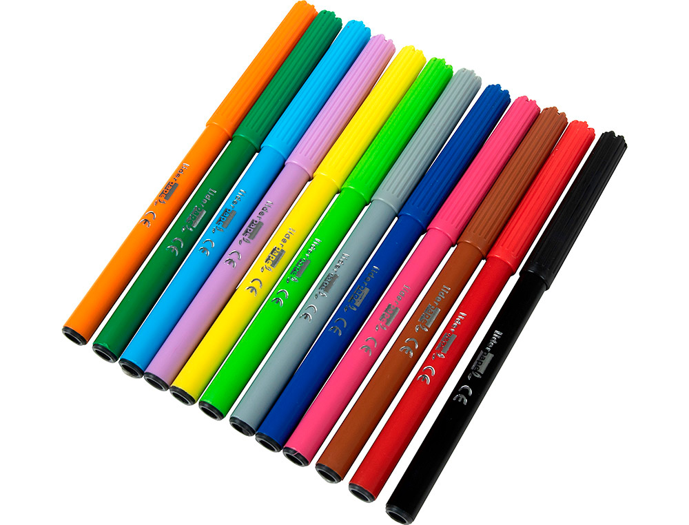 FEUTRE COLORIAGE LIDERPAPEL SLIM LONGUEUR ÉCRITURE 800M POINTE NYLON 2MM DIAMÈTRE ÉTUI CARTON 12 UNITÉS