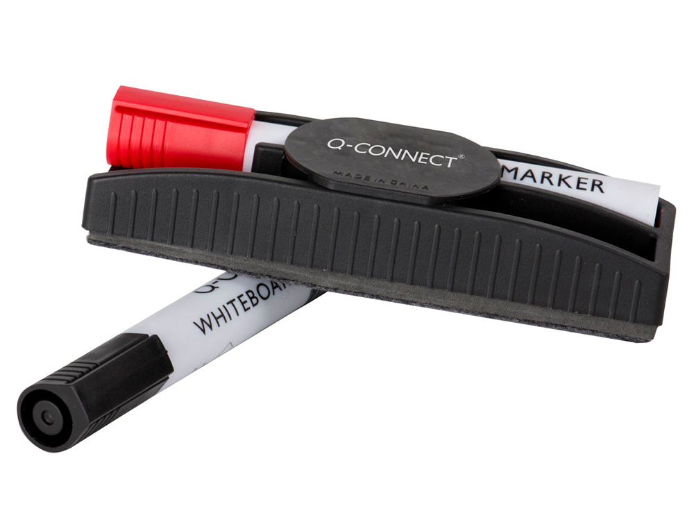BROSSE Q-CONNECT MAGNÉTIQUE AVEC MARQUEUR ROUGE ET NOIR POUR TABLEAU BLANC