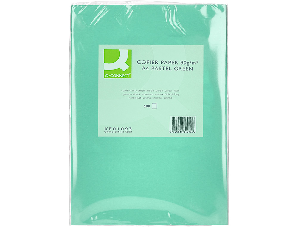 PAPIER COULEUR Q-CONNECT MULTIFONCTION A4 80G/M2 UNICOLORE VERT RAMETTE 500 FEUILLES