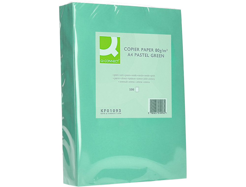 PAPIER COULEUR Q-CONNECT MULTIFONCTION A4 80G/M2 UNICOLORE VERT RAMETTE 500 FEUILLES