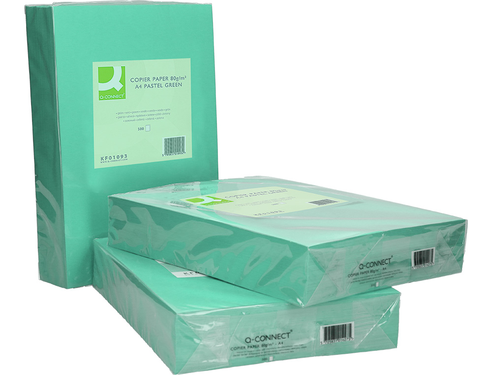 PAPIER COULEUR Q-CONNECT MULTIFONCTION A4 80G/M2 UNICOLORE VERT RAMETTE 500 FEUILLES