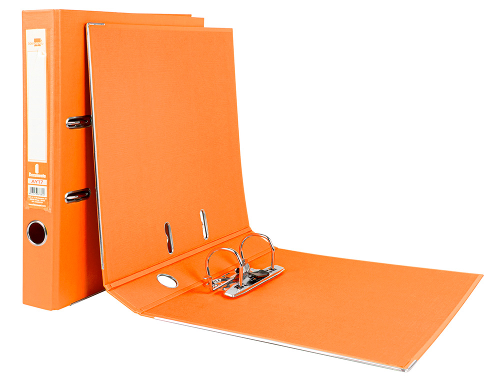 CLASSEUR LEVIER LIDERPAPEL A4 DOCUMENTA CARTON REMBORDÉ 1,9MM DOS 52MM RADO MÉTALLIQUE COLORIS ORANGE