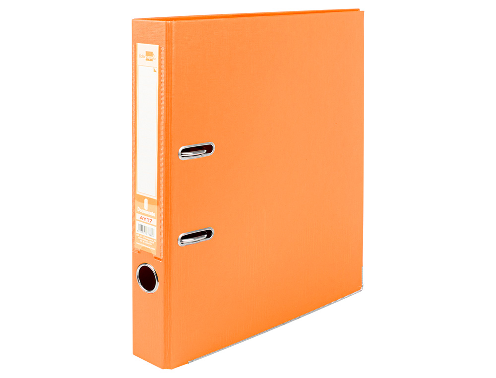 CLASSEUR LEVIER LIDERPAPEL A4 DOCUMENTA CARTON REMBORDÉ 1,9MM DOS 52MM RADO MÉTALLIQUE COLORIS ORANGE