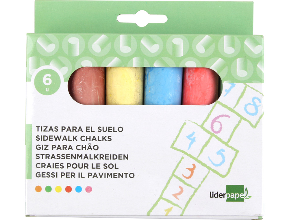 CRAIE TROTTOIR LIDERPAPEL ACTIVITÉS CRÉATIVES SCOLAIRES COLORIS ASSORTIS BOÎTE 6 UNITÉS