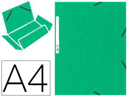 CHEMISE EXACOMPTA CARTE LUSTRE 5/10E 400G 3 RABATS ET LASTIQUE A4 FORMAT 240X320MM COLORIS VERT