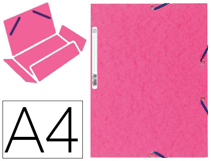 CHEMISE EXACOMPTA CARTE LUSTRE 5/10E 400G 3 RABATS ET LASTIQUE A4 FORMAT 240X320MM COLORIS FUSCHIA