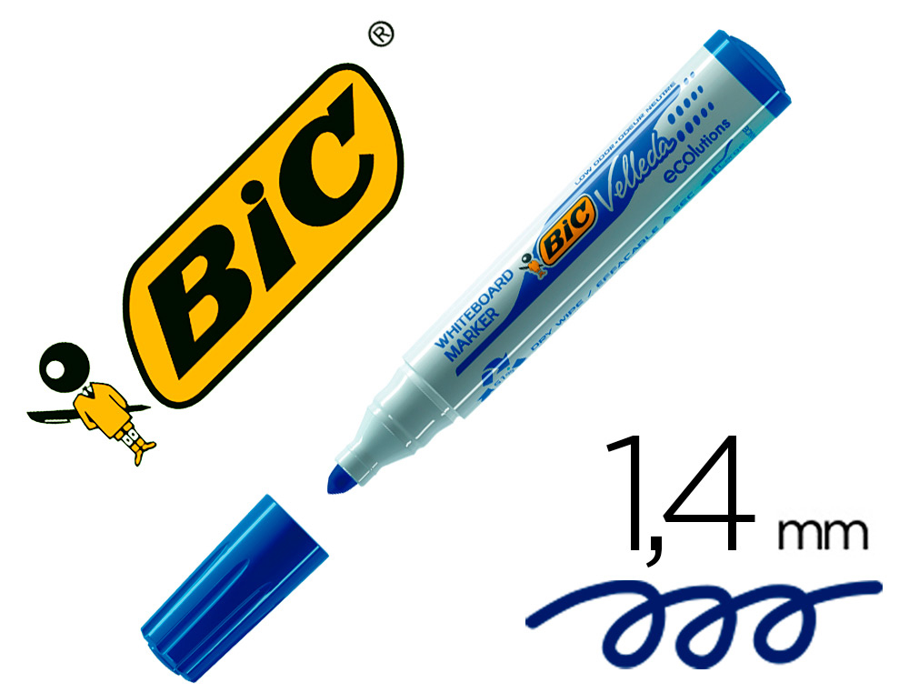 BIC VELLEDA 1791 Marqueur effaçable à sec pour tableaux Blancs pointe  biseau encre cétone Verte