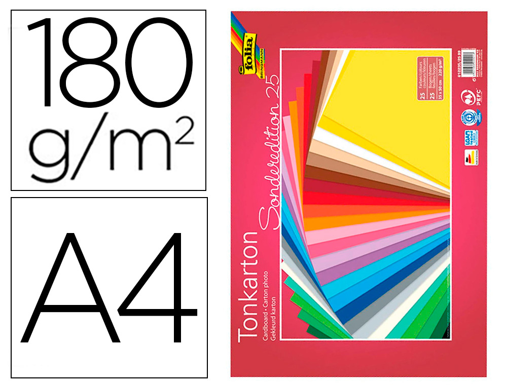 Enseigne Rouge Papier PAPIER CARTONNE 180G M DIN A4 100 FEUILLES 10 COLORIS ASSORTIS