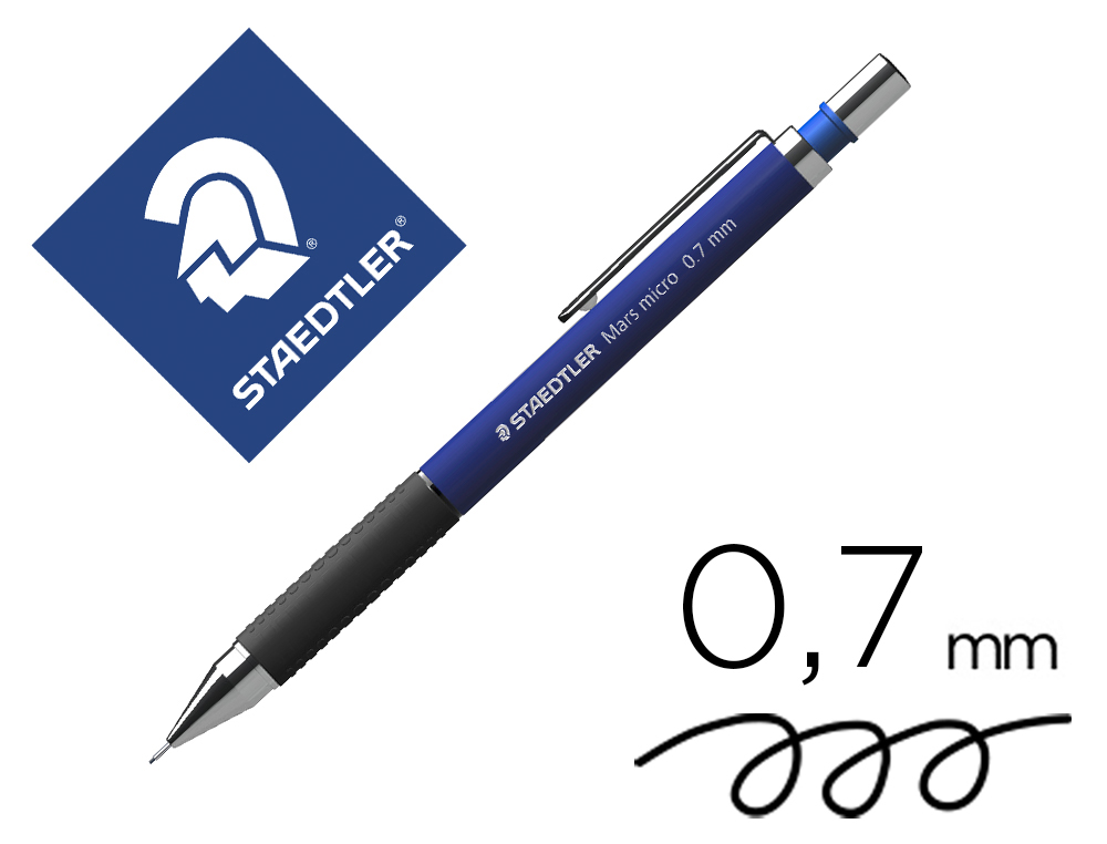 PORTE-MINE STAEDTLER MARS MICRO 0.7MM EMBOUT ET AGRAFE MTALLIQUES GRIP CAOUTCHOUC AMORTISSEUR MINE