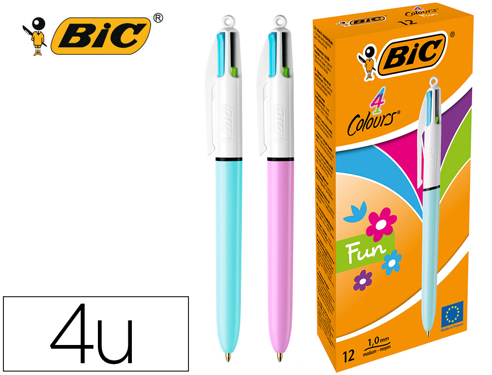 BIC 4 COULEURS OR Pointe Moyenne - Couleurs Classiques - Papeterie