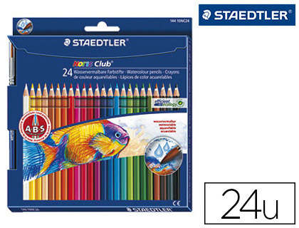 CRAYON COULEUR STAEDTLER NORIS CLUB AQUARELL MINE 3MM ABS ANTI-CASSE PINCEAU INCLUS COLORIS VIFS TUI CARTON 24 UNITS