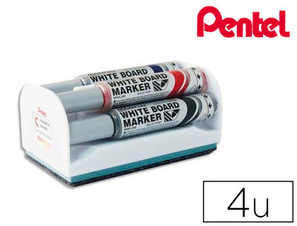 BROSSE MAGNTIQUE PENTEL POINTE CONIQUE LARGE 6MM TRAC 2,10MM INCLUS 4 MARQUEURS MAXIFLO COLORIS ASSORTIS SET 4 UNITS
