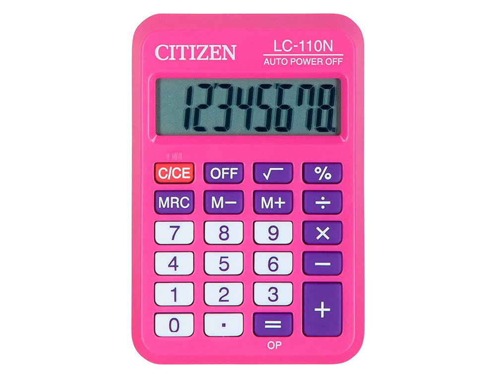 CALCULATRICE CITIZEN LC-110N POCHE 8 CHIFFRES ADDITION SOUSTRACTION MMOIRE PILE 87X58X12MM 31G COLORIS ROUGE