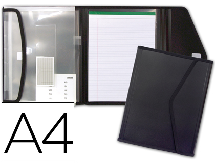 PORTE-DOCUMENTS BEAUTONE POLYPROPYLNE 5 POCHETTES BLOC-NOTES FERMETURE VELCRO A4 210X297MM COLORIS NOIR