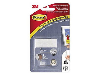 Enseigne Rouge Papier  LANGUETTE 3M COMMAND ADHÉSIVE MOYENNE ACCROCHE  TABLEAU SUPPORTE 5.4KG COLORIS BLANC BLISTER 8 UNITÉS