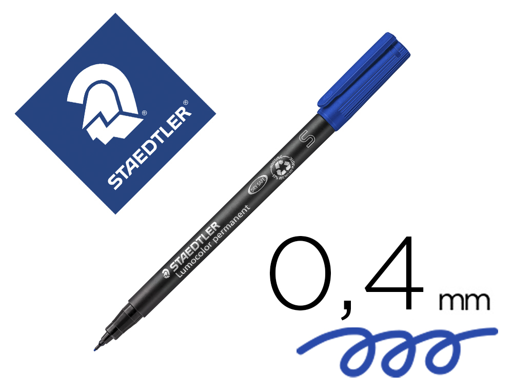 STYLO-FEUTRE STAEDTLER LUMOCOLOR PERMANENT POINTE EXTRA FINE MULTI-SUPPORTS SCHAGE IMMDIAT RSISTANT EAU COLORIS BLEU