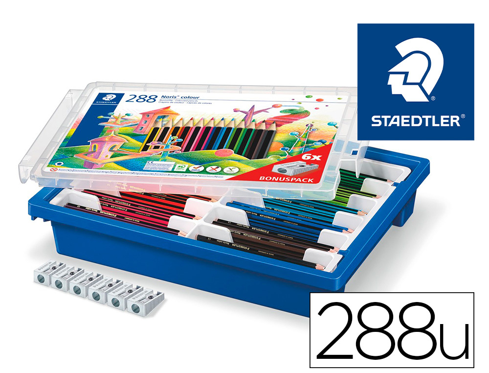 CRAYON COULEUR STAEDTLER NORIS 187 TRIANGULAIRE WOPEX  L175MM 288UN COLORIS ASSORTIS + 6 TAILLE-CRAYONS OFFERTS