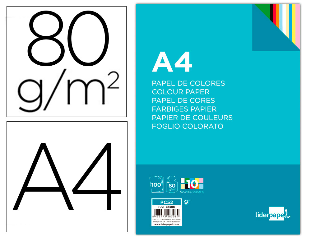 Paquet 250 feuilles papier couleur A4 assorti Carta Clairefontaine