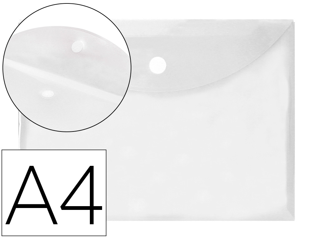 POCHETTE ENVELOPPE LIDERPAPEL POLYPROPYLNE 180 MICRONS A4 297X210MM FERMETURE VELCRO COLORIS TRANSPARENT