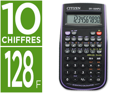 CALCULATRICE CITIZEN SCIENTIFIQUE SR-135 N 12 CHIFFRES 128 FONCTIONS PILE 154X84X19MM 118G COLORIS VIOLET