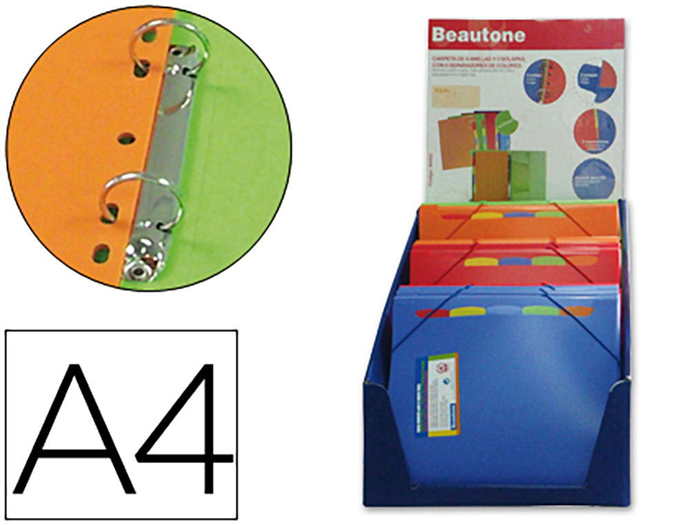 CLASSEUR 4 ANNEAUX LASTIQUE PRSENTOIR 12 UNITS
