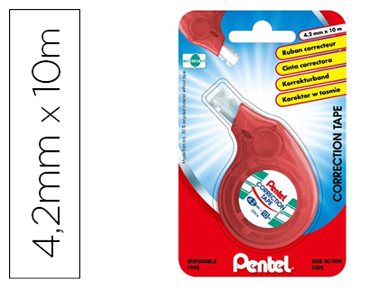 CORRECTEUR PENTEL COMPACT RUBAN 4.2MMX10M APPLICATION LATRALE NIVEAU BANDE DE CORRECTION VISIBLE