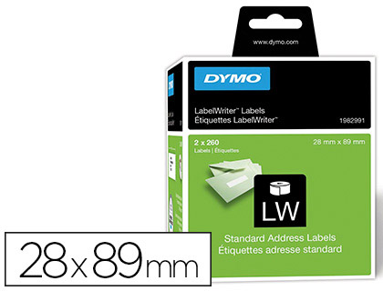 ROULEAU TIQUETTES DYMO LABEL WRITER 28X89MM IMPRESSION THERMIQUE DIRECTE STANDARD BAS VOLUME USAGE ADRESSE 260 UNITS