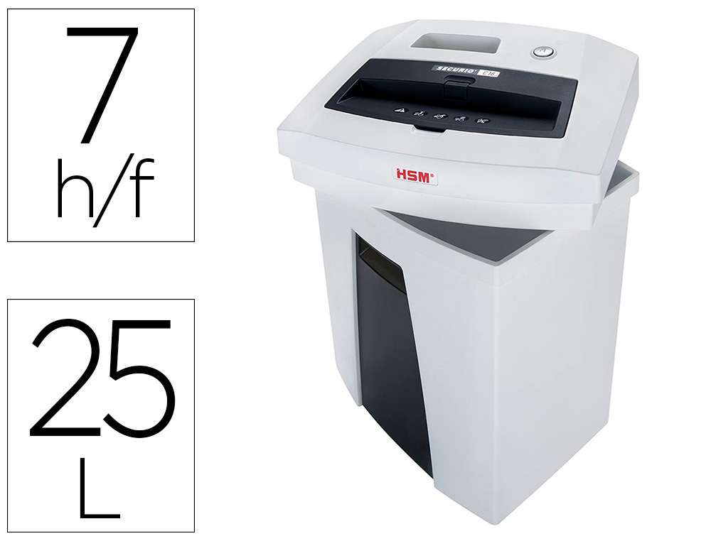 DESTRUCTEUR HSM SECURIO C16 COUPE CROISE 4X25MM SILENCIEUX ANTI-BOURRAGE SYSTME SCURIT 7F 25L 366X258X455MM