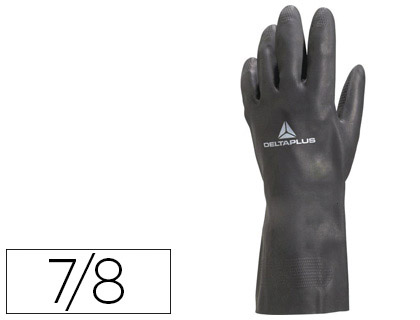 GANT NOPRNE DELTAPLUS FLOQU COTON LONGUEUR 30CM PAISSEUR 0.75MM COLORIS NOIR TAILLE 7/8 PAIRE