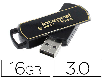 CL USB INTGRAL BUSINESS SECURE 3.0 16GB PROTECTION LOGICIELLE AES 256BIT COLORIS NOIR