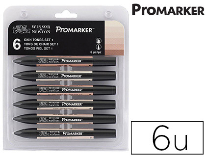MARQUEUR PROFESSIONNEL W&N PROMARKER DOUBLE POINTE TEINTES CHAIR IVOIRE AMANDE SATIN MASTIC CORAIL PCHE SET 6 UNITS