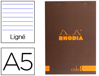 BLOC AGRAF RHODIA COLOR N.16 A5 14.8x21CM COUVERTURE PELLICULE TAUPE 70F 90G LIGN MICROPERFOR TAUPE