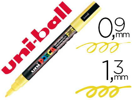 MARQUEUR POSCA PC3M GOUACHE ENCRE INODORE TOUTES SURFACES POINTE FINE CONIQUE COULEUR OPAQUE COUVRANTE JAUNE